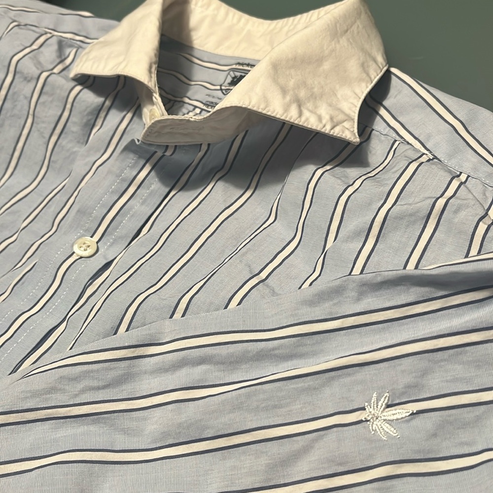 HICKEY Super Posh Pot Leaf Blues Striped Shirt M